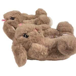 Wonder Nation Girls Slip In Bunny Slippers NWT Kids Size 7-8 Brown Easter Cozy